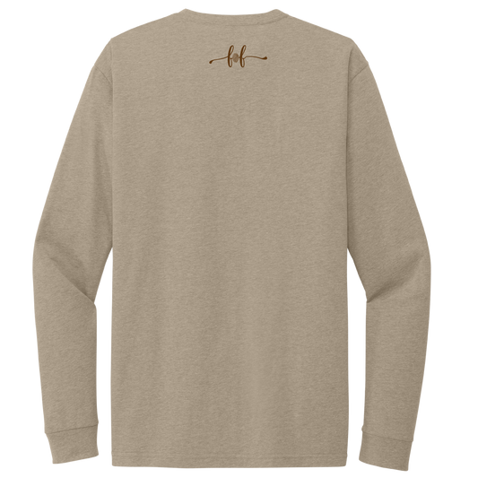 DON'T MATCH ENERGY. BEAR FRUIT. - LONG SLEEVE T-SHIRT (TAN) SCRIPT